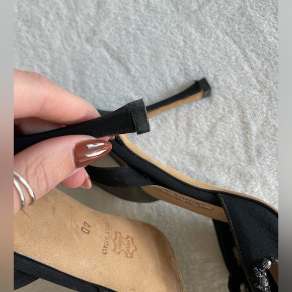 Manolo Blahnik Satin Crystal Embellished Sling Back - Picture 11 of 16